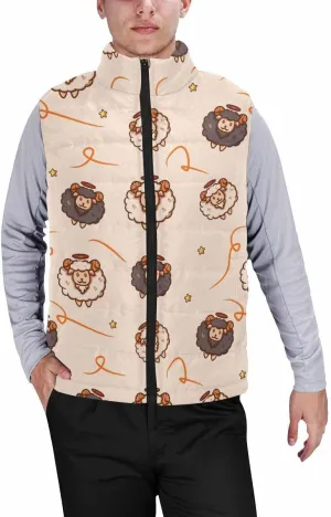 Men Puffer Vest Cute Sheeps Men'S Lightweight Vest Sleeveless Padded Quilted Jacket Packable Ideal For Travel