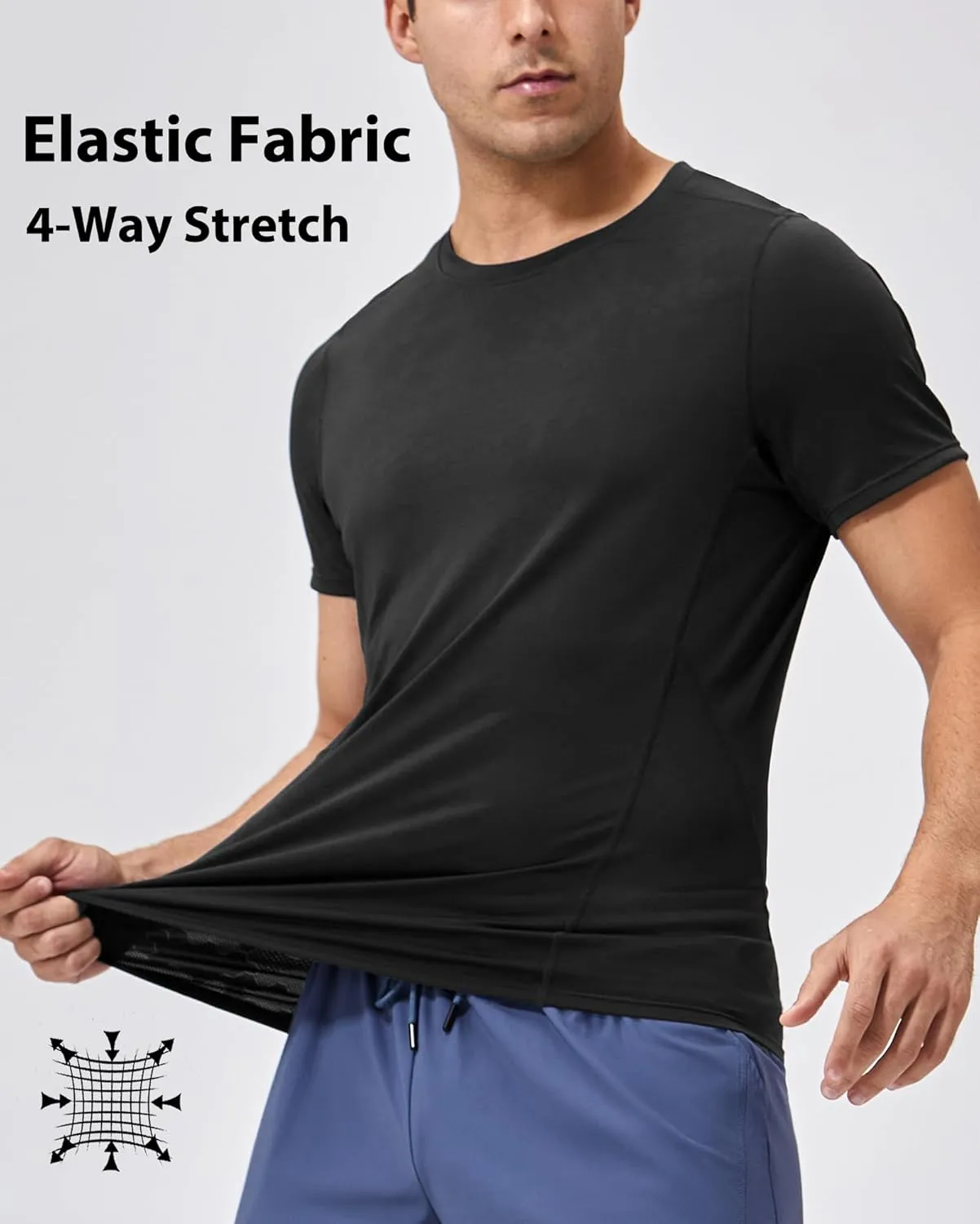 Men's Breathable Sports Running T-Shirt Quick Dry Crew Neck Athletic Gym Workout Short Sleeve Tee Tops