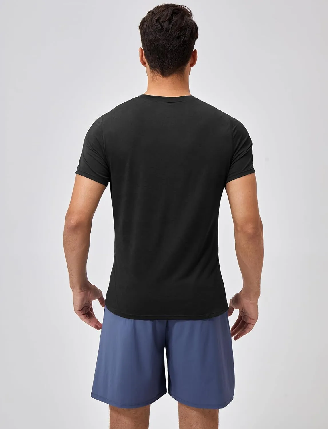 Men's Breathable Sports Running T-Shirt Quick Dry Crew Neck Athletic Gym Workout Short Sleeve Tee Tops