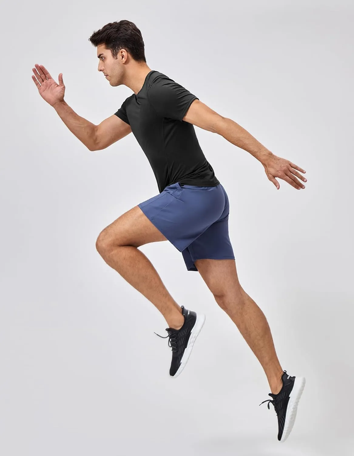 Men's Breathable Sports Running T-Shirt Quick Dry Crew Neck Athletic Gym Workout Short Sleeve Tee Tops