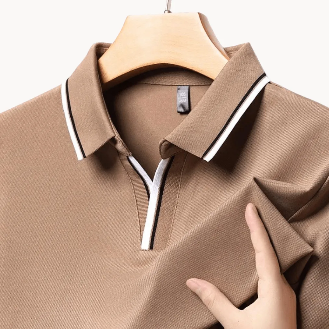 Men's Breathable Tipped Collar Polo Shirt