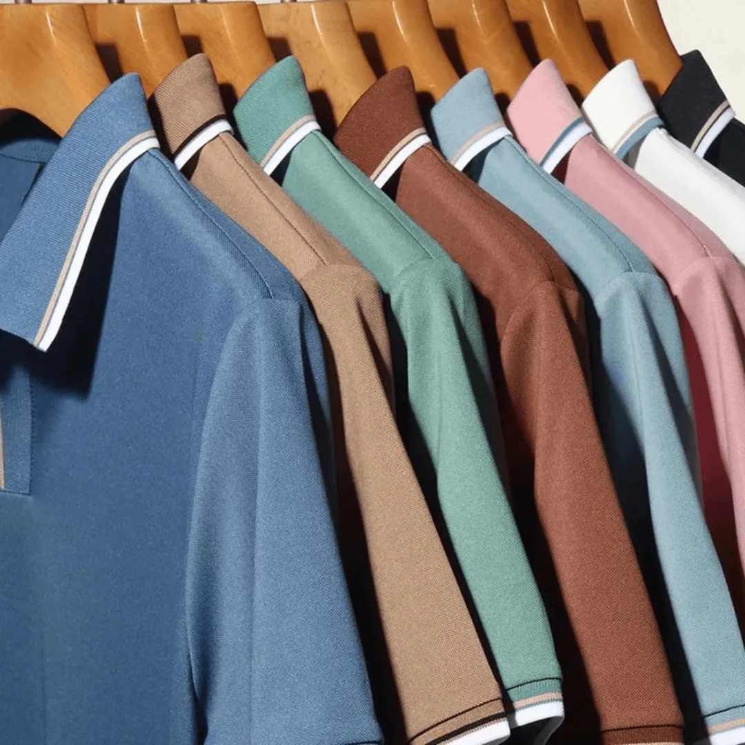 Men's Breathable Tipped Collar Polo Shirt