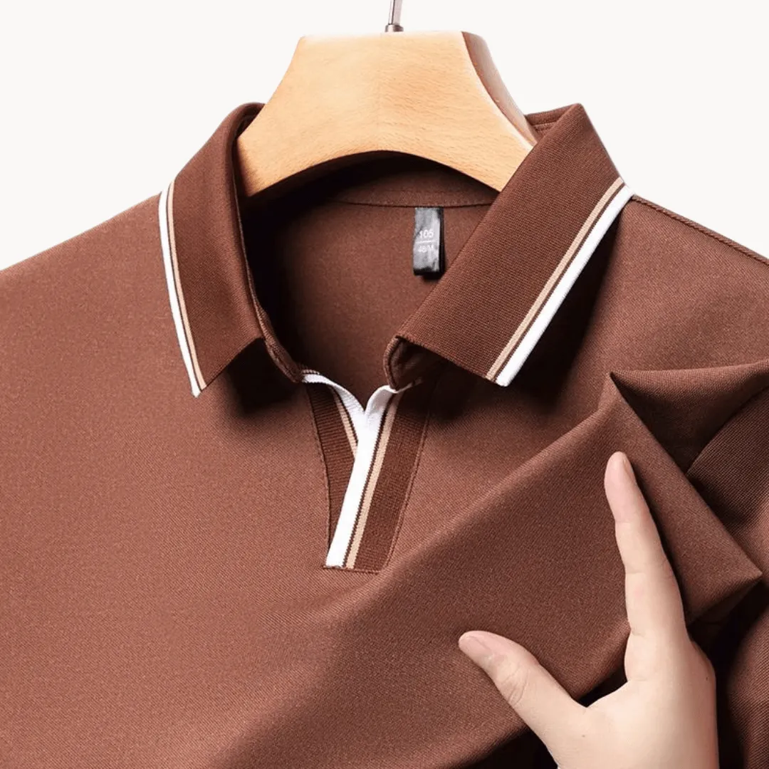 Men's Breathable Tipped Collar Polo Shirt