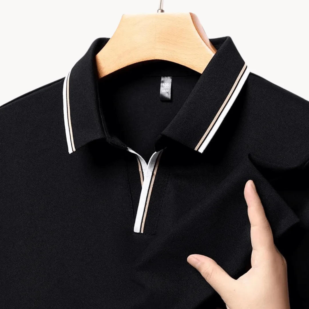 Men's Breathable Tipped Collar Polo Shirt