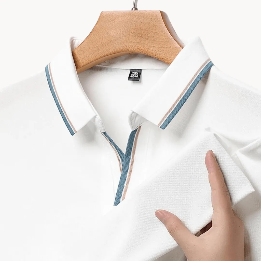 Men's Breathable Tipped Collar Polo Shirt