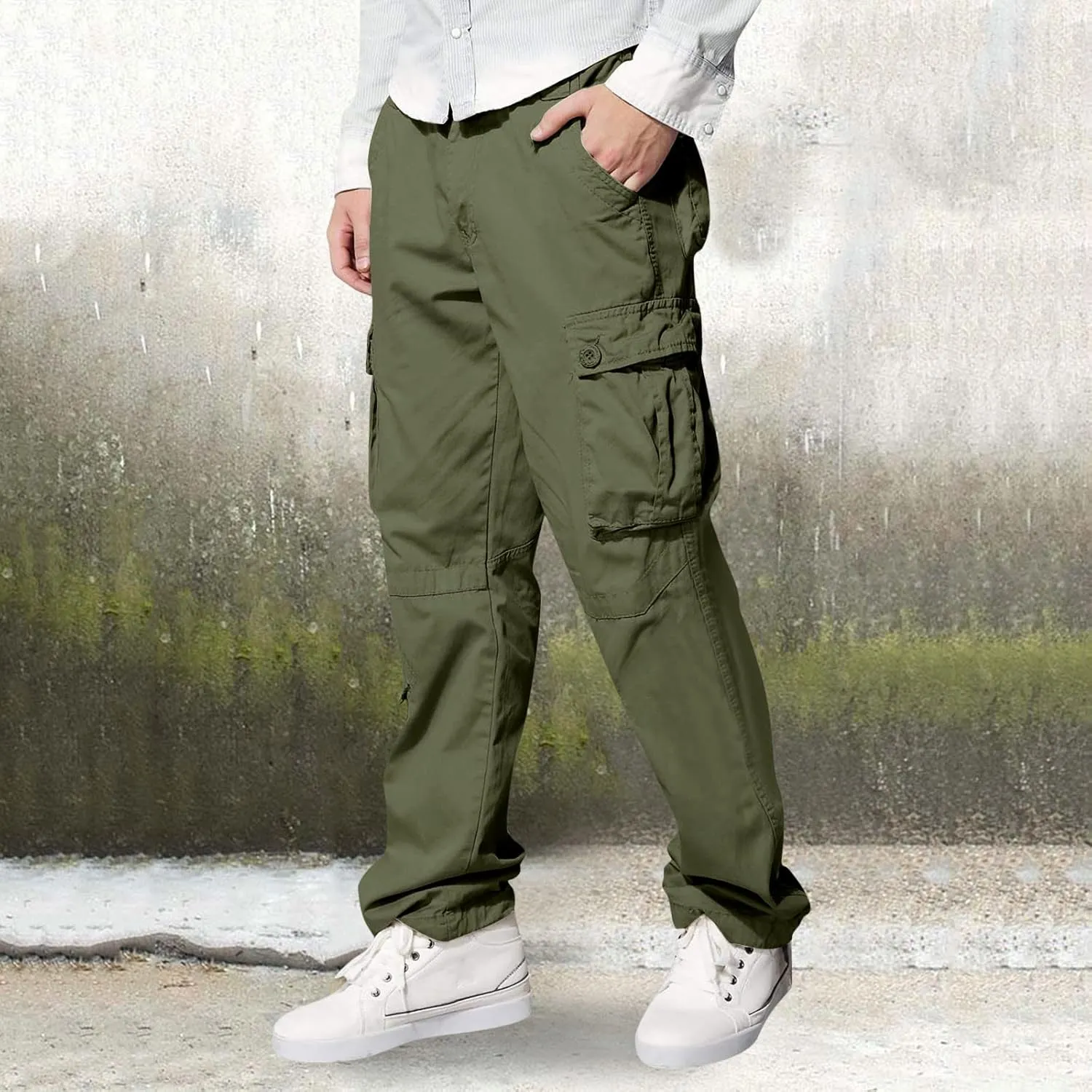 Men's Cargo Pants Casual Multi Pockets Twill Chino Pants Athletic Sweatpant Loose-Fit Classic Lightweight Daily Wear