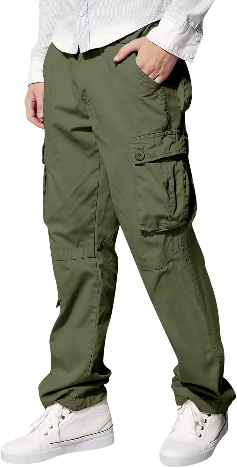 Men's Cargo Pants Casual Multi Pockets Twill Chino Pants Athletic Sweatpant Loose-Fit Classic Lightweight Daily Wear