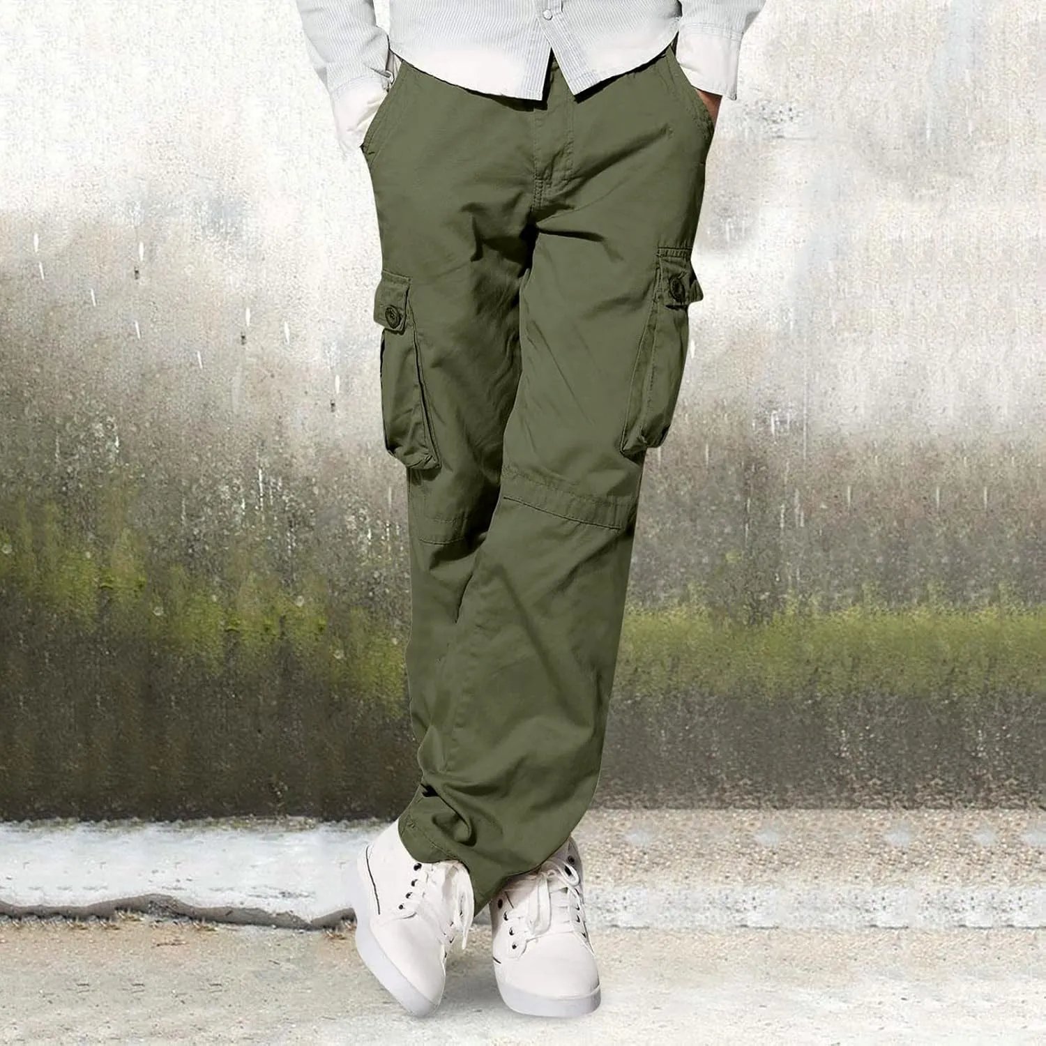 Men's Cargo Pants Casual Multi Pockets Twill Chino Pants Athletic Sweatpant Loose-Fit Classic Lightweight Daily Wear