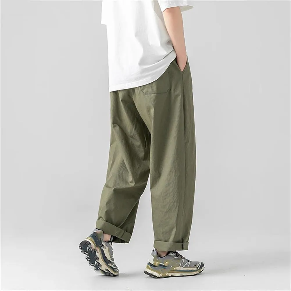 Mens Casual Loose Wide Leg Pants Oversized Harem Pants Pleated Design Baggy Joggers Sweatpants