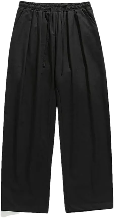 Mens Casual Loose Wide Leg Pants Oversized Harem Pants Pleated Design Baggy Joggers Sweatpants