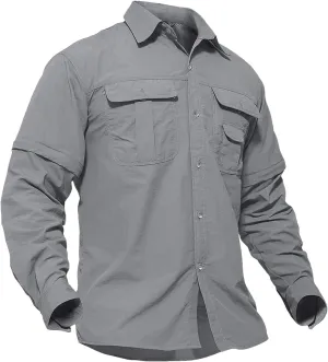 Men's Quick Dry Removable Sleeve Shirts Hiking Cargo Shirt Breathable Outdoor Camping Fishing Running Tops