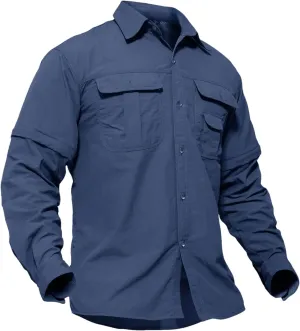Men's Quick Dry Removable Sleeve Shirts Hiking Cargo Shirt Breathable Outdoor Camping Fishing Running Tops