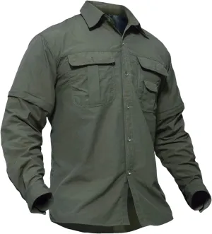 Men's Quick Dry Removable Sleeve Shirts Hiking Cargo Shirt Breathable Outdoor Camping Fishing Running Tops