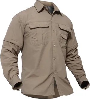 Men's Quick Dry Removable Sleeve Shirts Hiking Cargo Shirt Breathable Outdoor Camping Fishing Running Tops