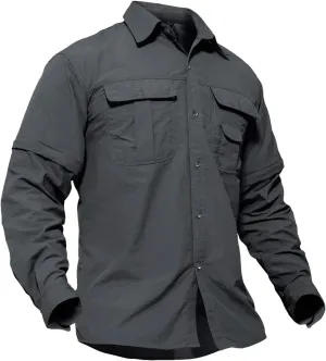 Men's Quick Dry Removable Sleeve Shirts Hiking Cargo Shirt Breathable Outdoor Camping Fishing Running Tops
