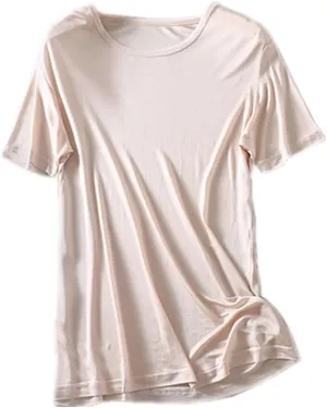 Mens Silk T Shirt Short Sleeve Crew Neck Top Undershirt Breathable Mulberry Silk Tee Tops