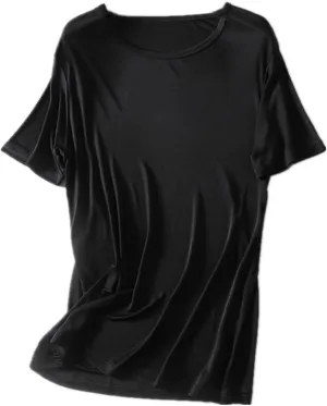 Mens Silk T Shirt Short Sleeve Crew Neck Top Undershirt Breathable Mulberry Silk Tee Tops