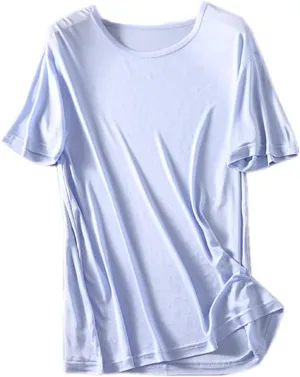 Mens Silk T Shirt Short Sleeve Crew Neck Top Undershirt Breathable Mulberry Silk Tee Tops