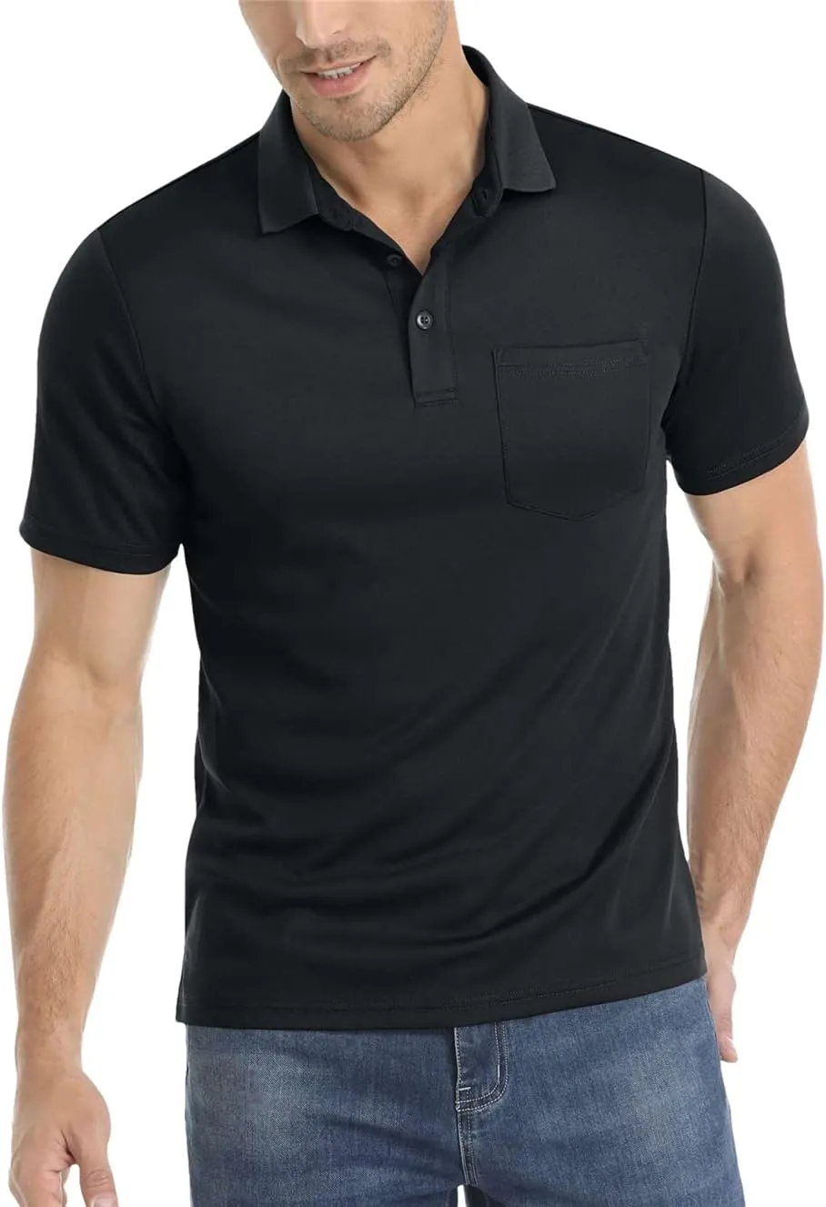 Mens Summer Quick Dry T-Shirts Sport Hiking Tee Shirts Casual Polos Shirt Work Tops with Pocket