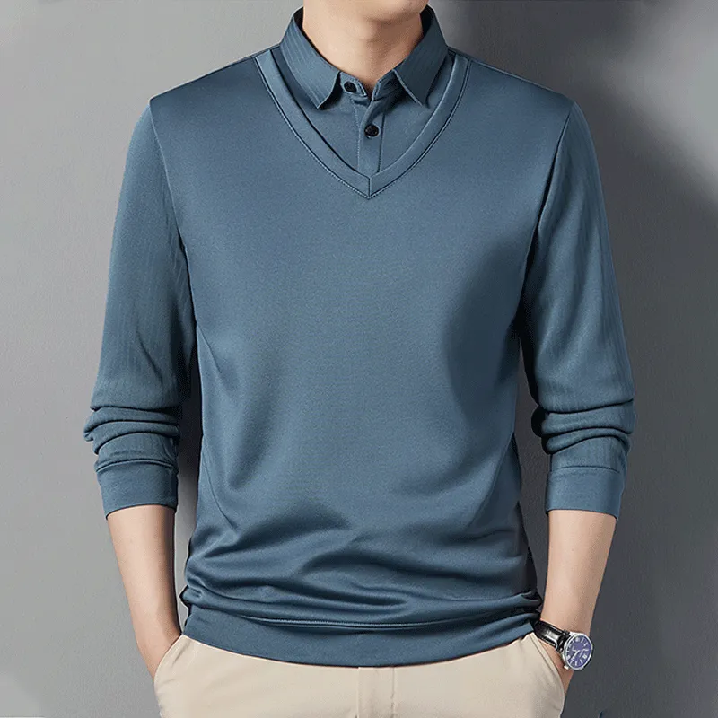 Men's Warm Faux Two-Piece Shirt