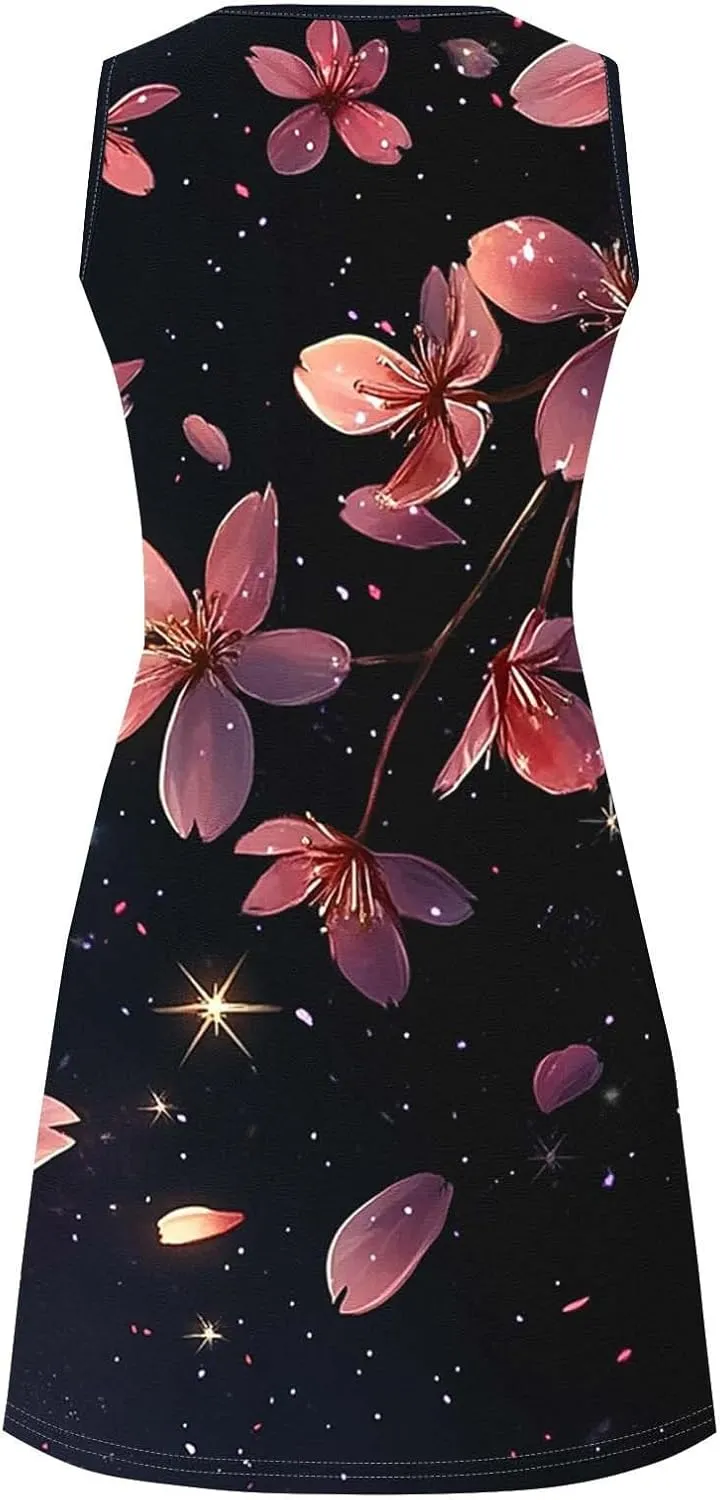 Midi Dresses for Women Summer Boho Floral Print Sleeveless Tank Dresses A-Line Casual Sundress Beach Cover Ups