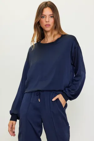 Navy Bubble LS Top