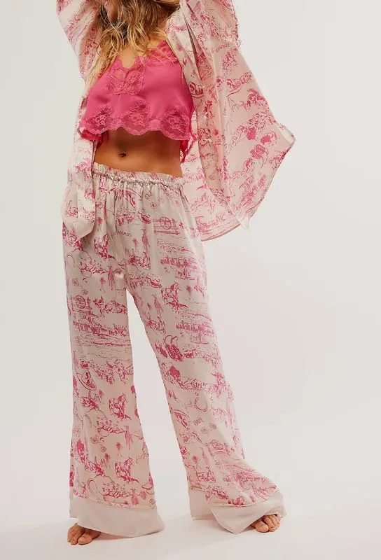 NUFIWI Women Cute Graphic 2 Pieces Pajama Sets Animal Graffiti Long Sleeve Shirts Elastic Waist Pants Sleepsuit Loungewear