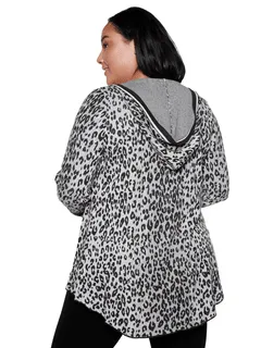 Odetta Hooded Open Cardigan | Heather Charcoal