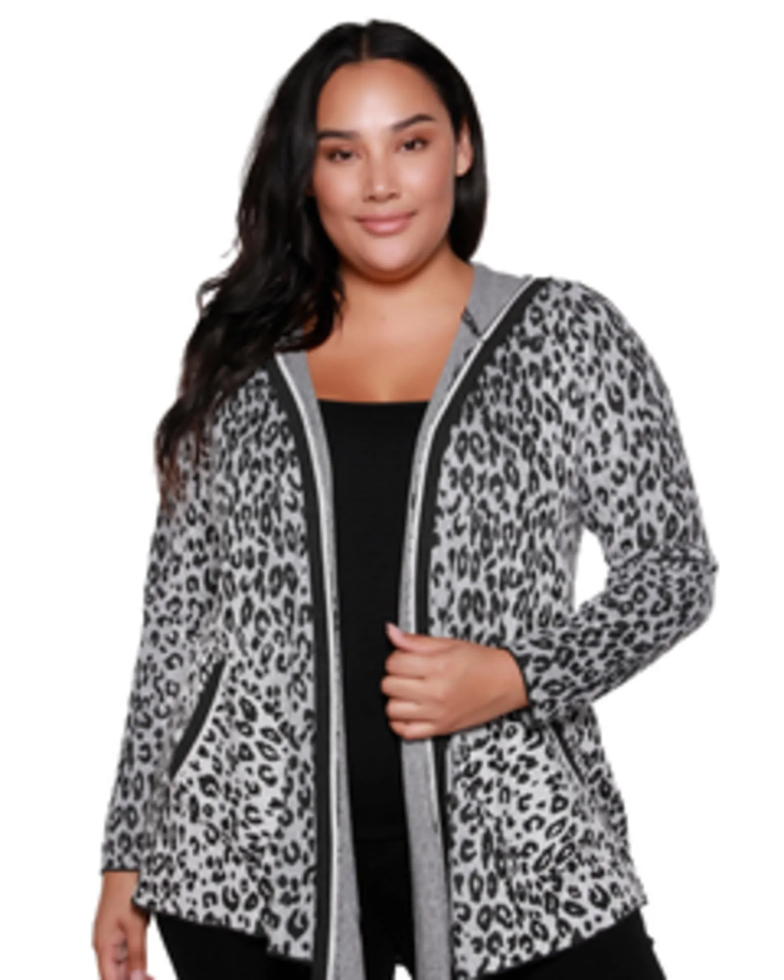 Odetta Hooded Open Cardigan | Heather Charcoal
