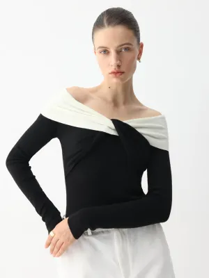 Off the Shoulder Trendy Center Twisted Long Sleeve