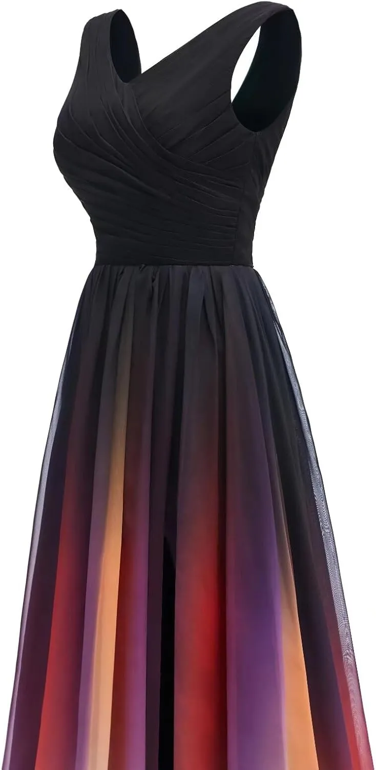Ombre Prom Dresses for Women Long Gradient Evening Wedding Party Gowns Elegant