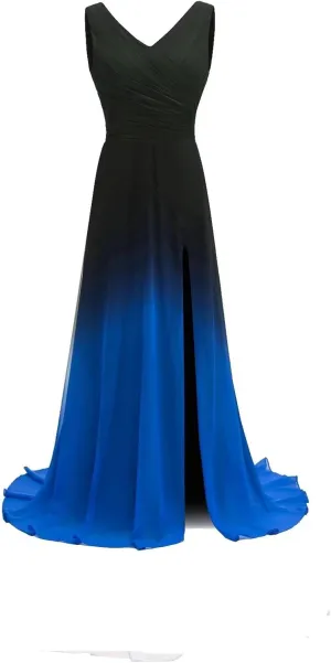 Ombre Prom Dresses for Women Long Gradient Evening Wedding Party Gowns Elegant