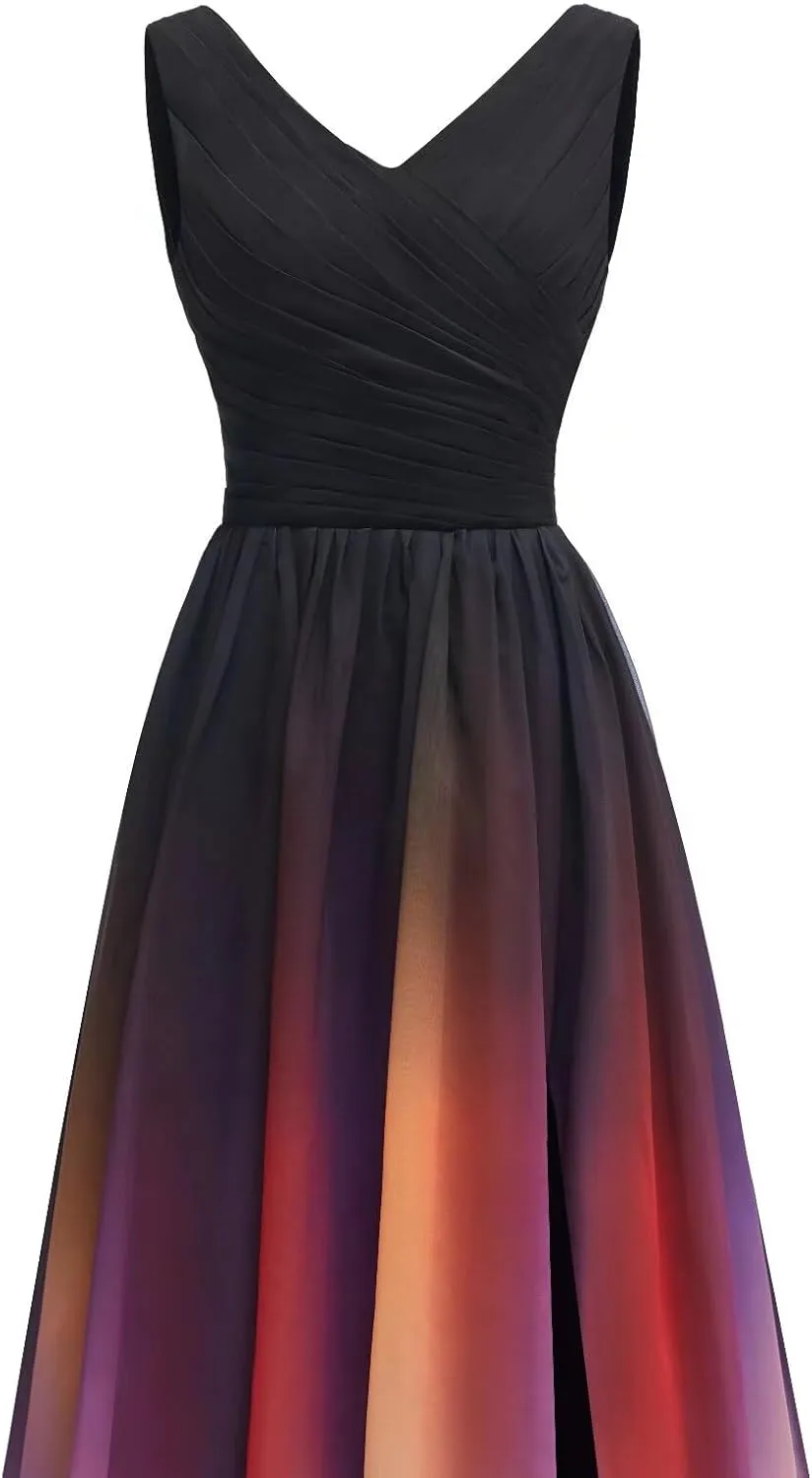 Ombre Prom Dresses for Women Long Gradient Evening Wedding Party Gowns Elegant