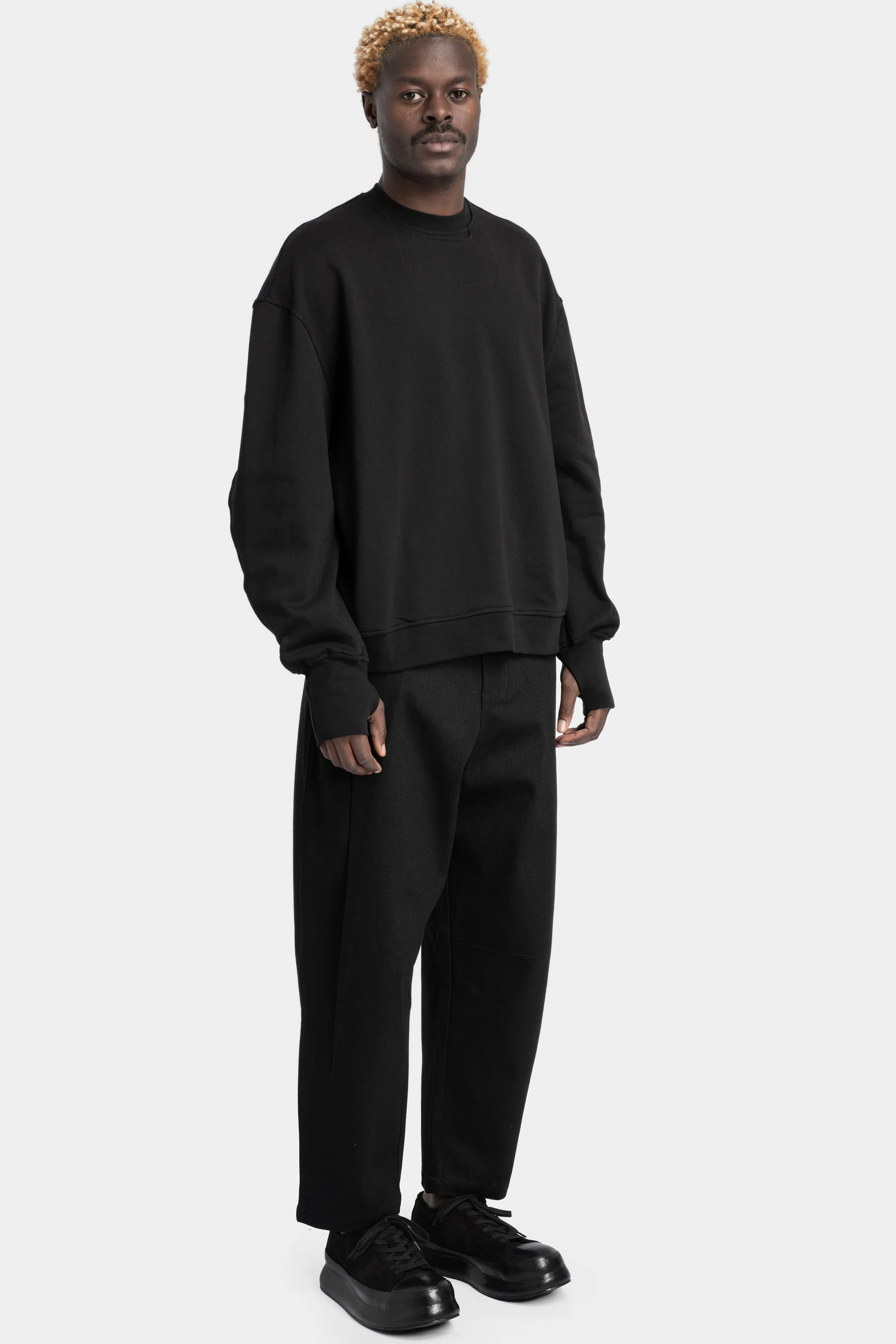 Oversized dip pocket crewneck sweatshirt