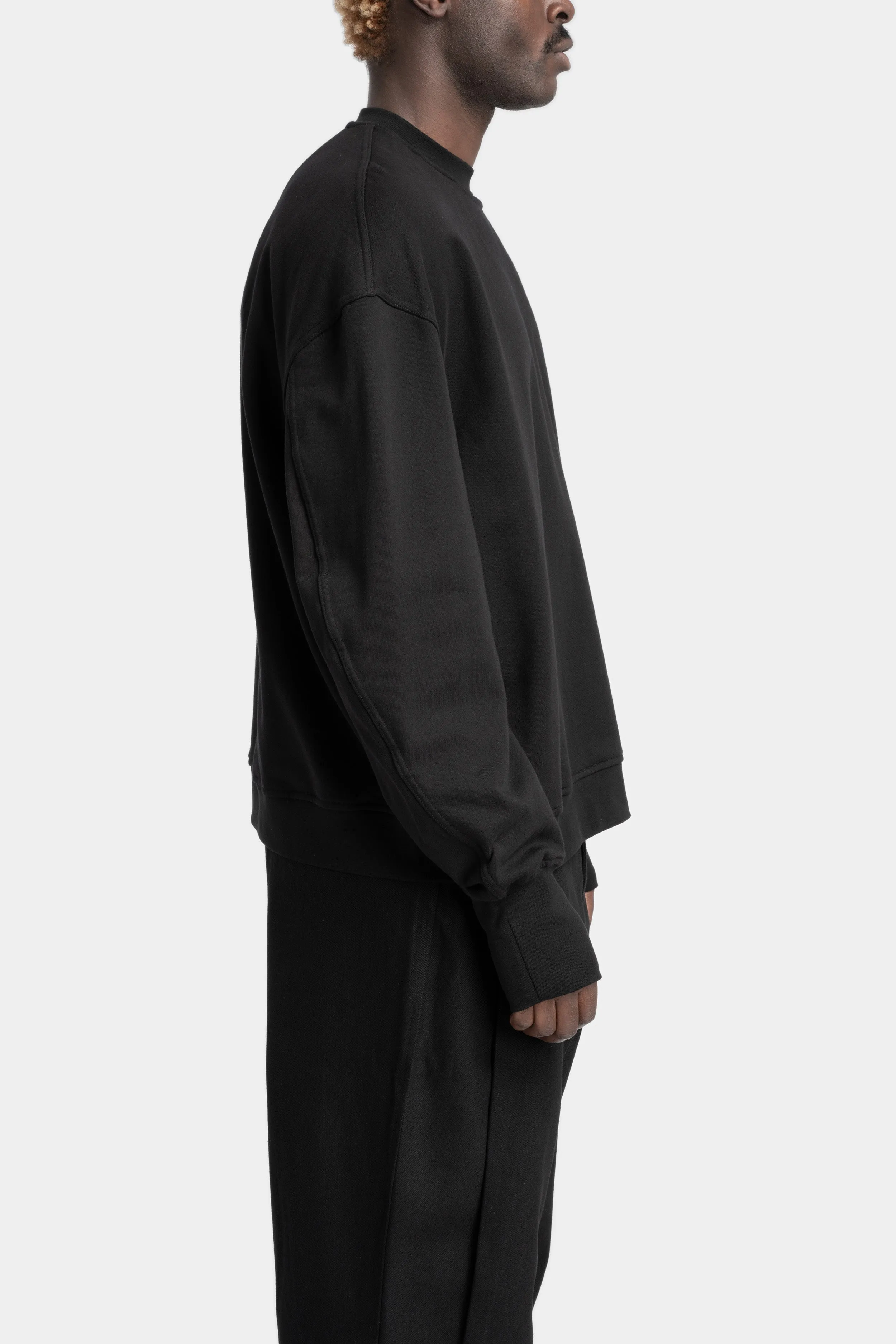 Oversized dip pocket crewneck sweatshirt