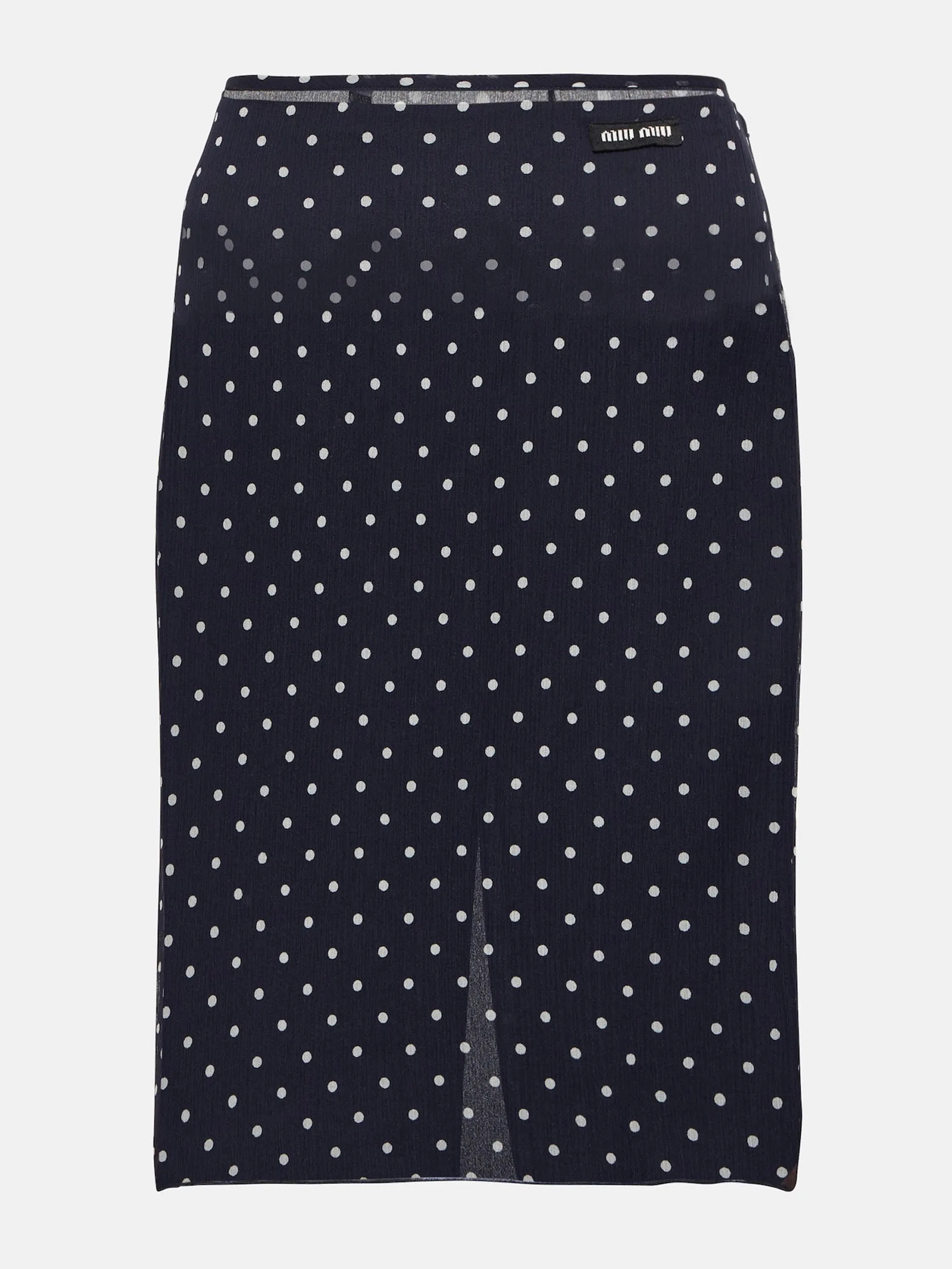 Polka-dot silk chiffon pencil skirt