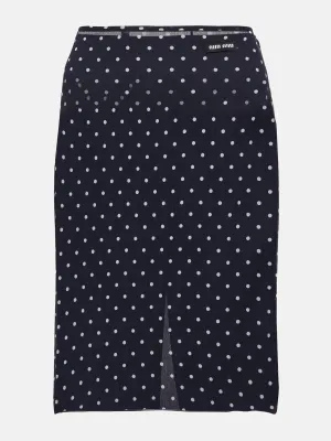 Polka-dot silk chiffon pencil skirt
