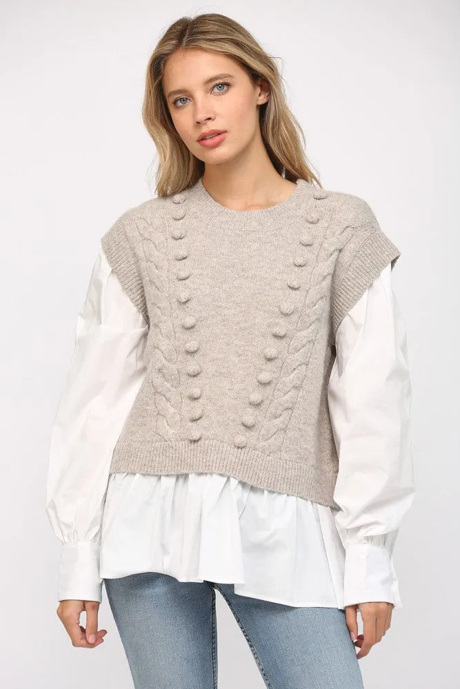 Pom Pom Taupe Sweater