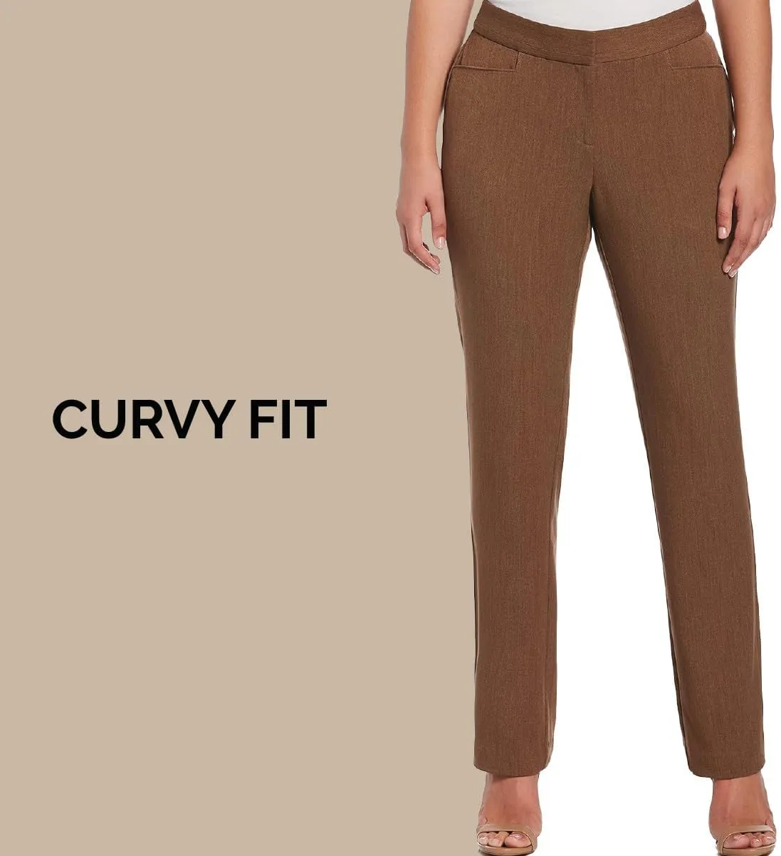 Rafaella Women's Curvy Fit Gabardine Slim Leg Pant