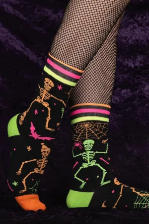 Rave Skeletons Crew Socks [UV Reactive]