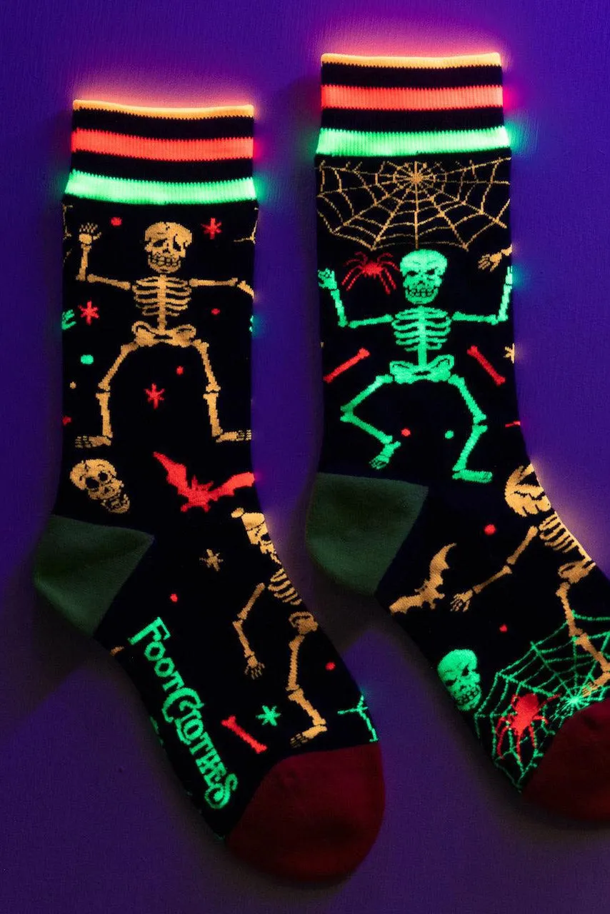 Rave Skeletons Crew Socks [UV Reactive]