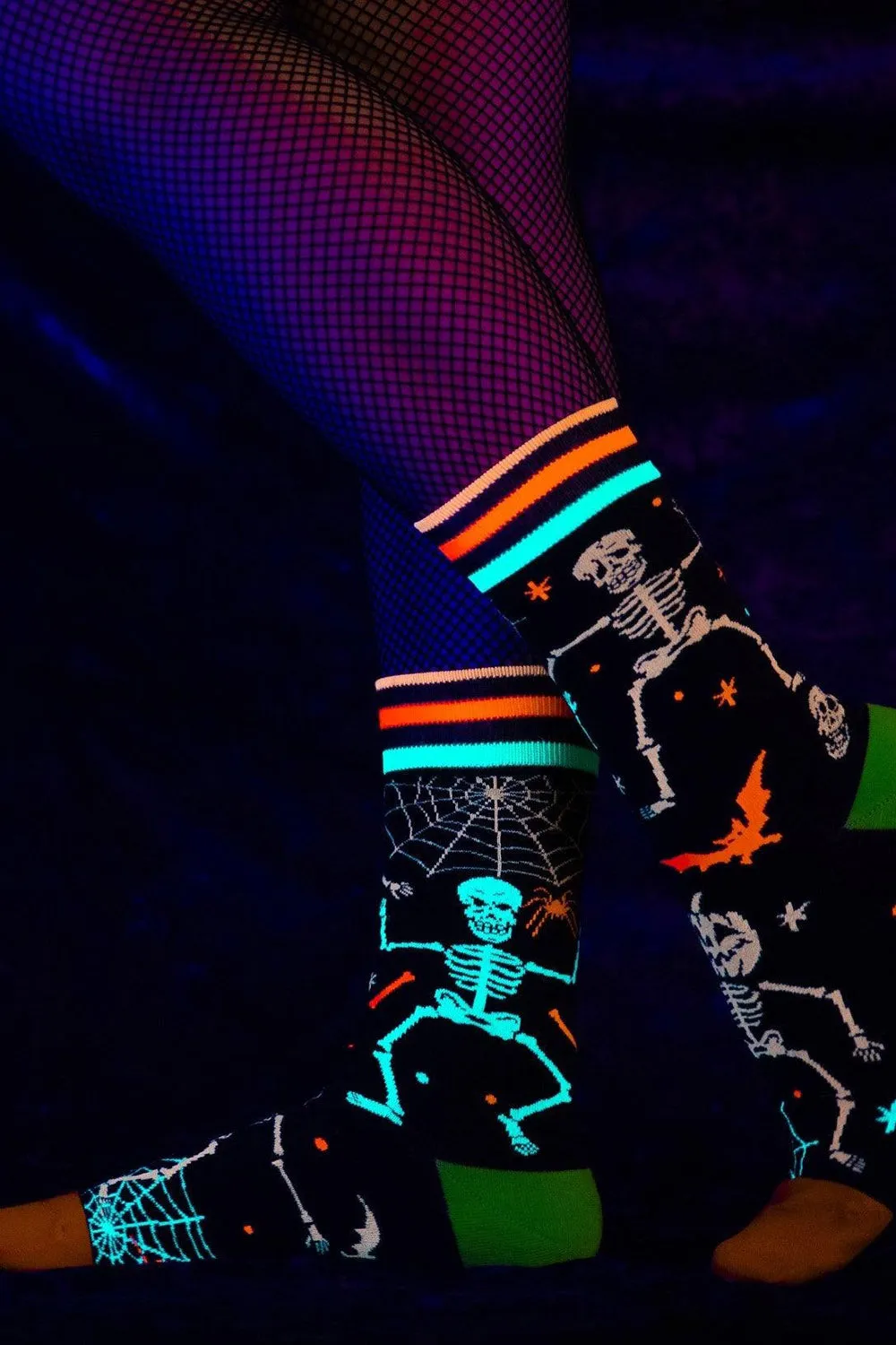 Rave Skeletons Crew Socks [UV Reactive]