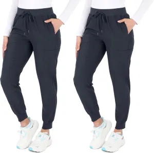 READY SET SCRUBS - Scrub Pants for Women - 2 Pack - Cargo Jogger Pants Set with 8 Pockets - Yoga Waistband - Soft & Stretchy