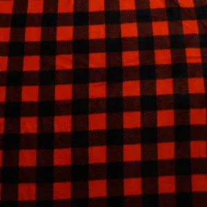 Red and Black Plaid Anti-pill Fleece Fabric