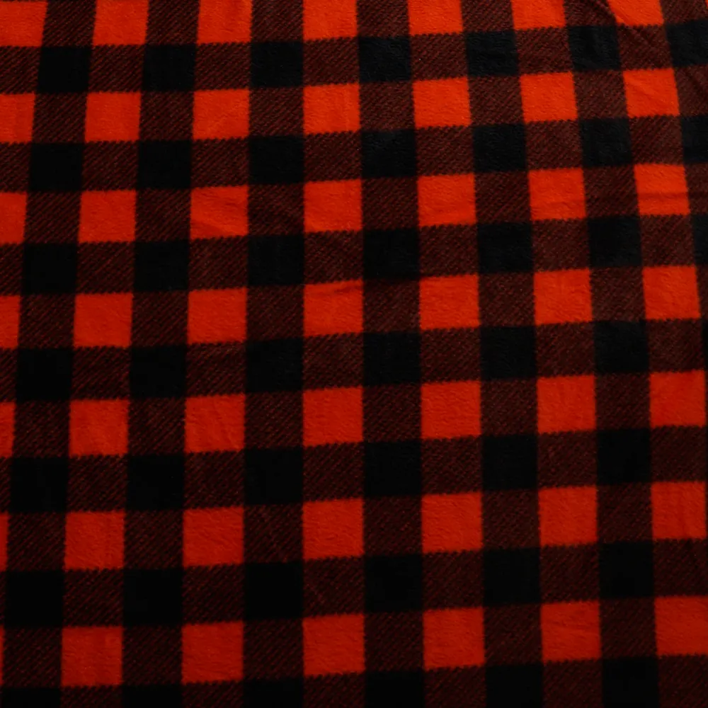 Red and Black Plaid Anti-pill Fleece Fabric
