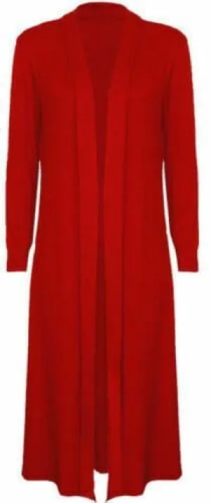 Red Jersey Maxi Cardigan
