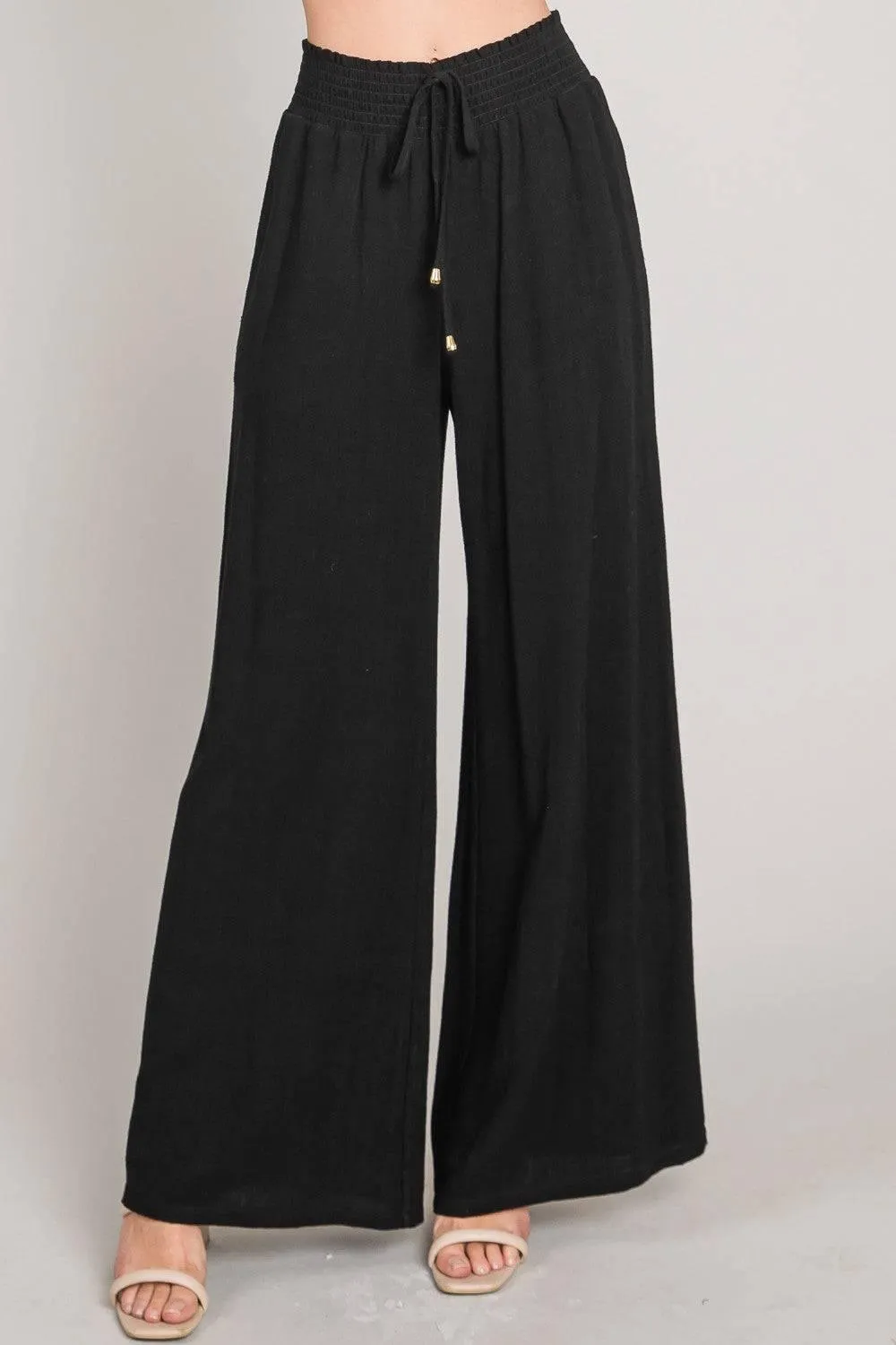 RESORT READY LINEN Smocked waist Vacation Palazzo Pants