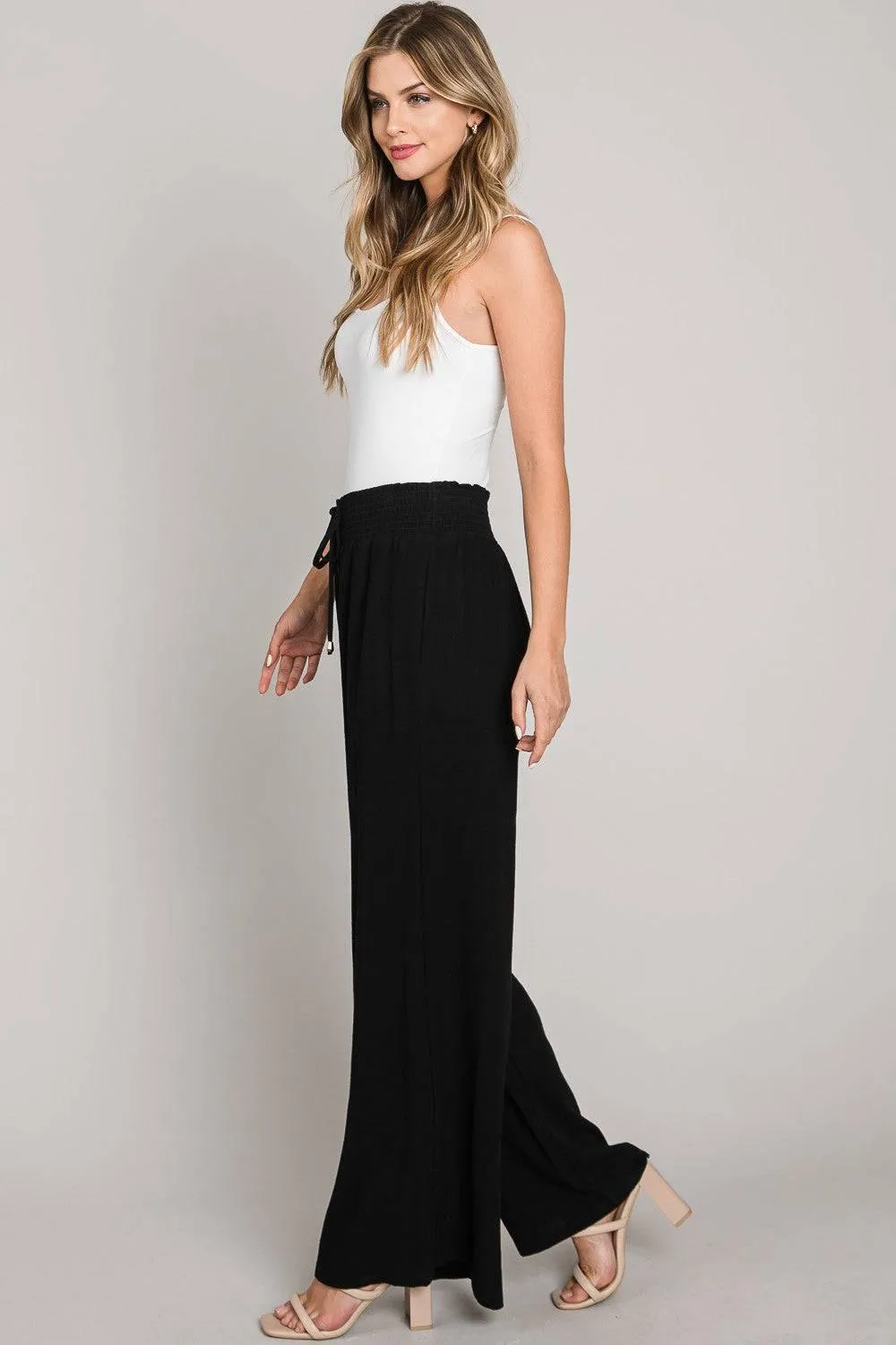 RESORT READY LINEN Smocked waist Vacation Palazzo Pants