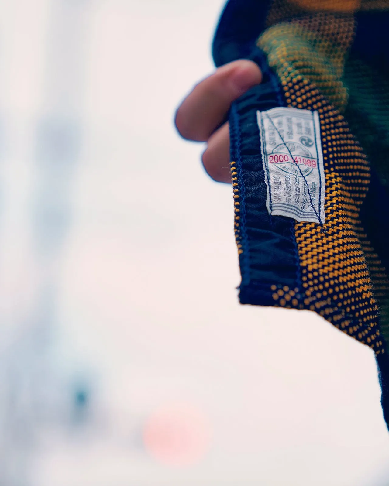Samurai Jeans SIN24–01W Rope-Dyed Indigo Heavy Flannel Work Shirt (Western Cut) - Indigo / Orange