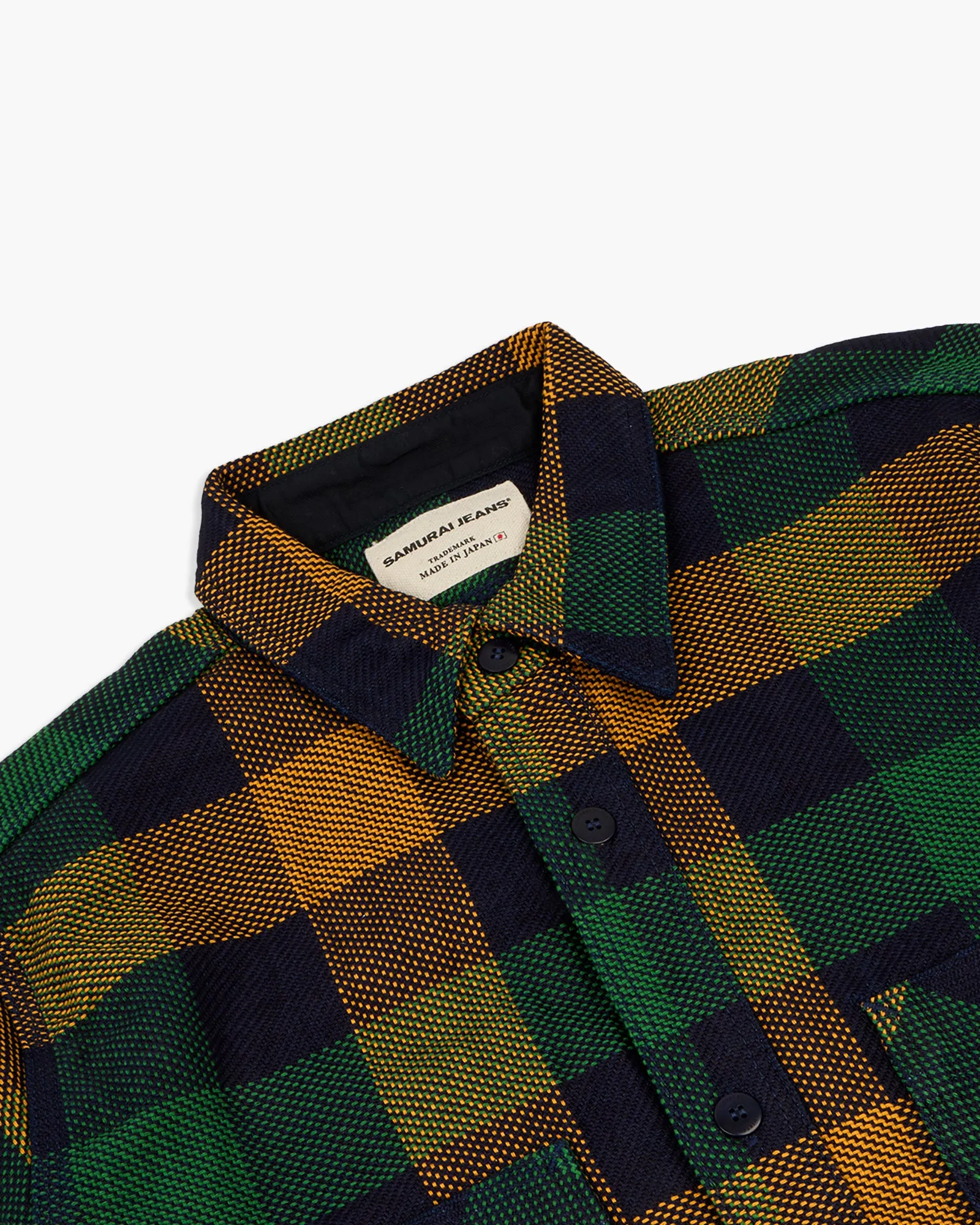 Samurai Jeans SIN24–01W Rope-Dyed Indigo Heavy Flannel Work Shirt (Western Cut) - Indigo / Orange
